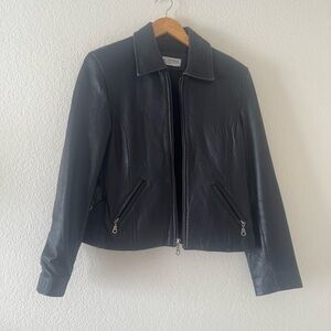 Vintage Black Leather Jacket By Valerie Stevens